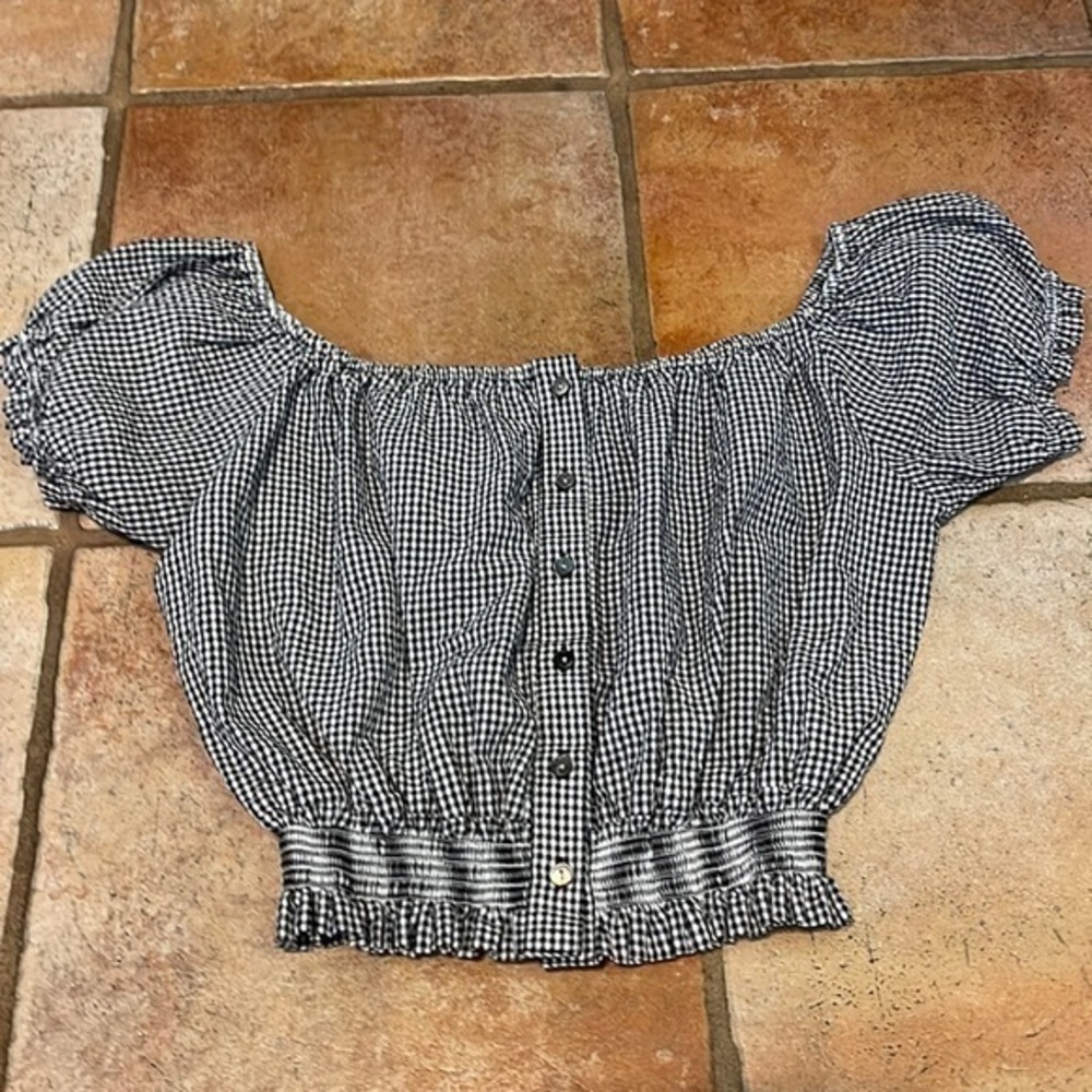 Side party Gingham smocked waist crop top
